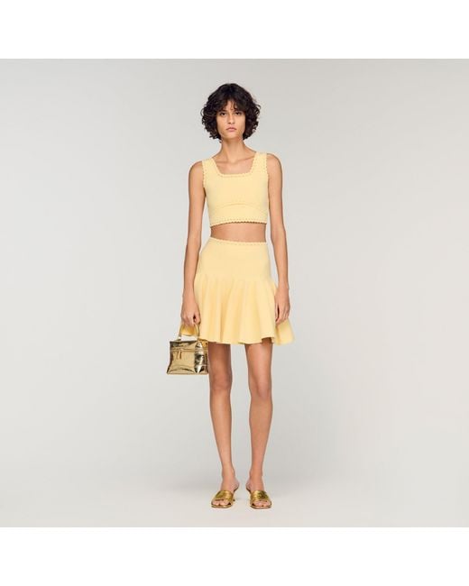 Sandro Metallic Knit Crop Top