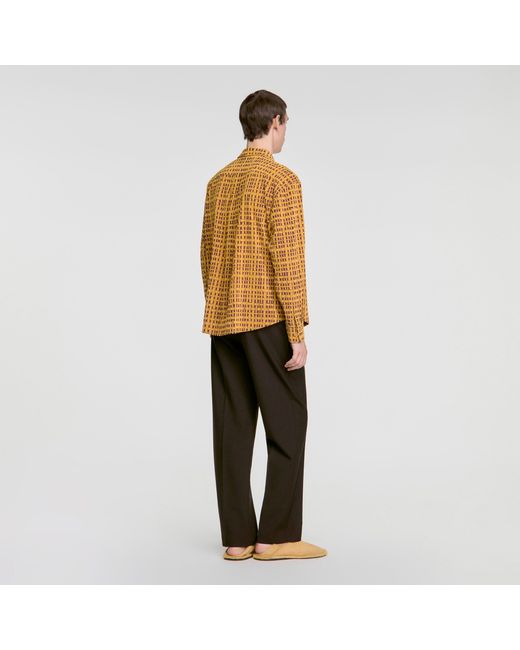 Sandro Metallic Shirt With Velvet Flocking for men
