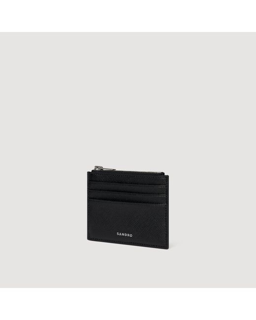 Sandro Black Reconstituted Leather Card Holder for men