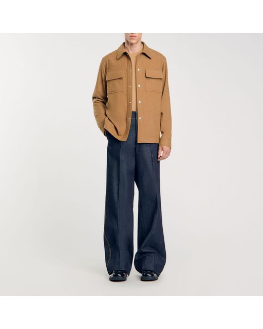 Sandro Blue Wool Overshirt for men