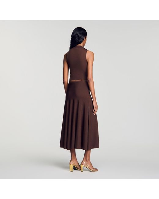 Sandro Red Cropped Sheer Effect Jumper