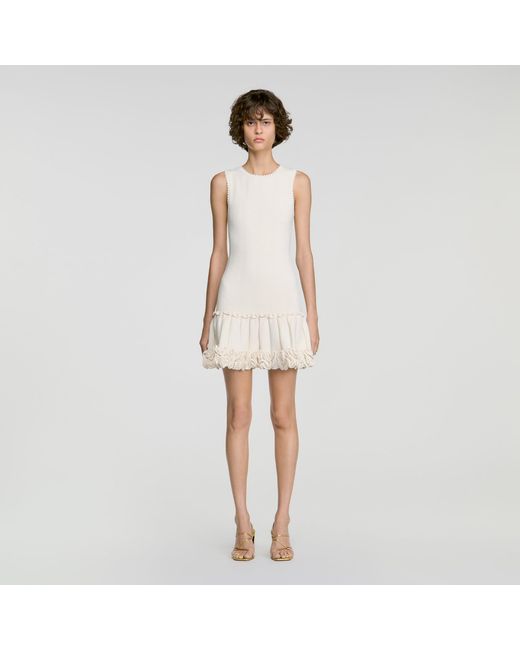 Sandro White Floral Knit Mini Dress