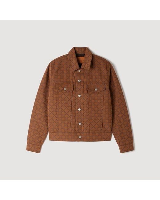 Sandro Brown Square Cross Denim Jacket for men