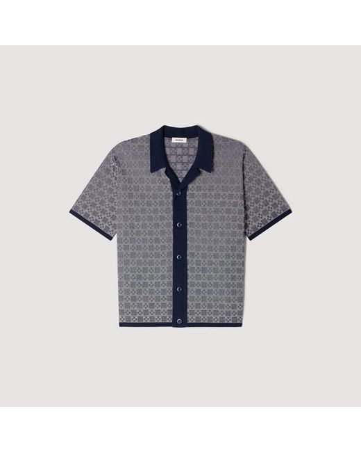 Sandro Blue Square Cross Jacquard Shirt for men
