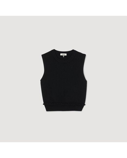 Sandro Blue Ruffled Cropped Jumper