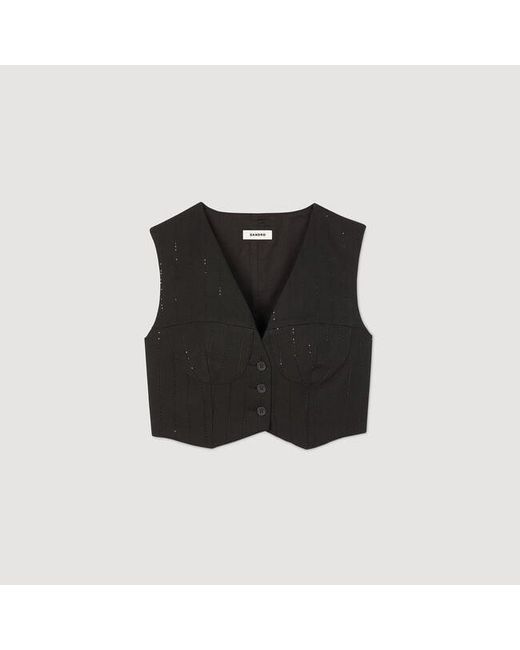 Sandro Blue Sequin Cropped Jacket