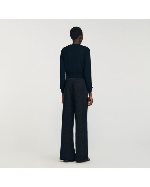 Sandro Blue Ruffled Cardigan