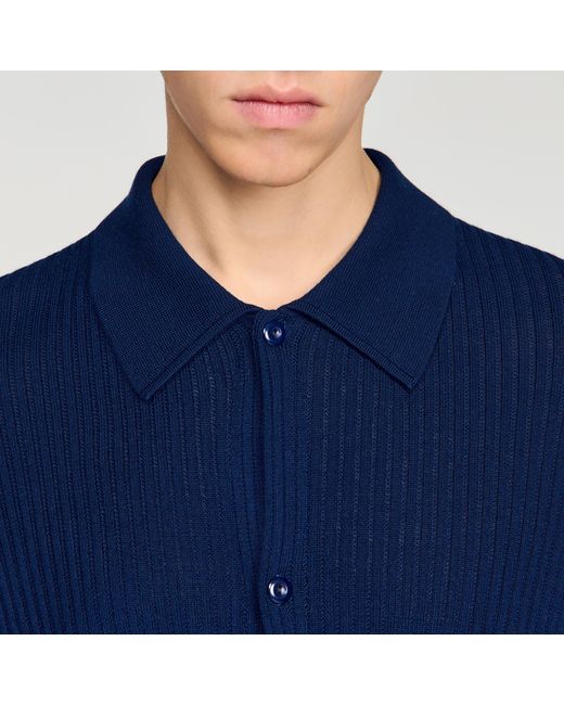 Sandro Blue Rib Knit Shirt for men