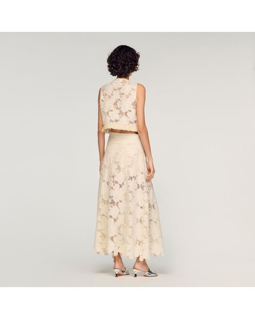Sandro Natural Long Guipure Skirt