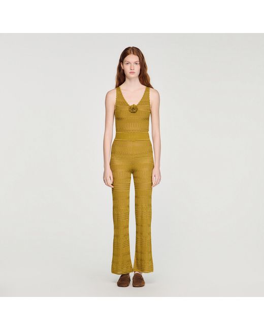 Sandro Metallic Pointelle Knit Trousers