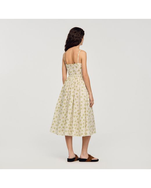 Sandro Natural Floral Maxi Dress With Straps