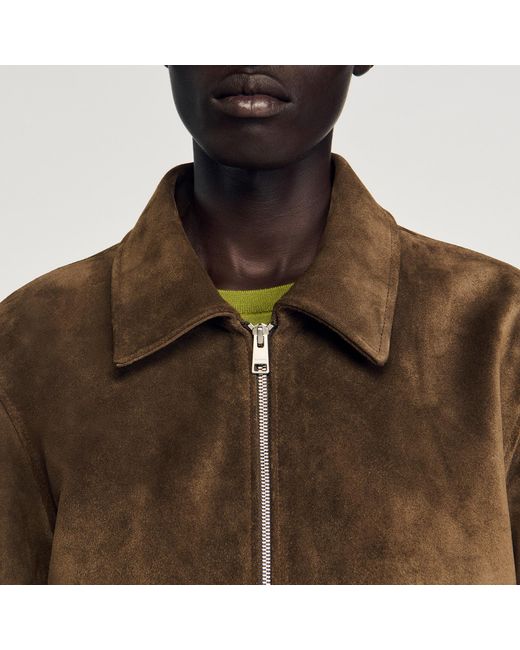 Sandro Gray Quilted Zip Jacket for men