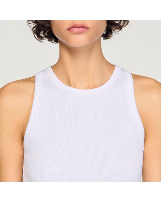 Sandro Blue Embroidered Vest Top