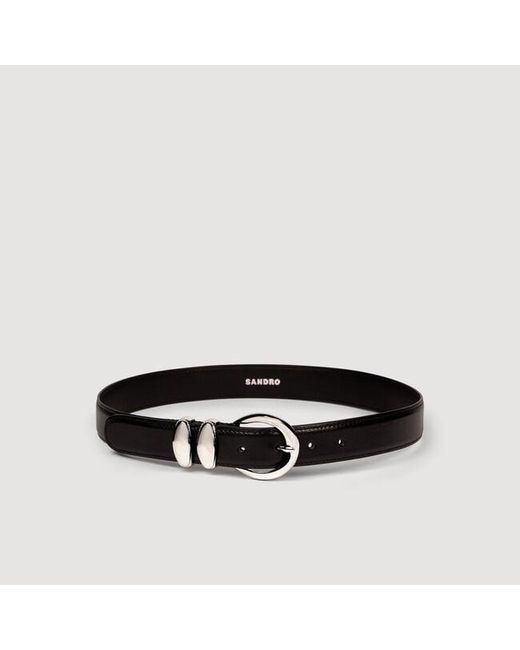 Sandro Black Smooth Leather Belt