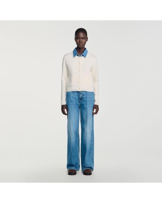 Sandro Blue 2-In-1 Effect Cardigan