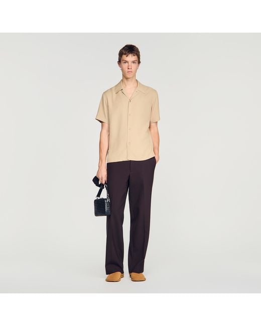 Sandro Blue Loose-Fit Shark Collar Shirt for men