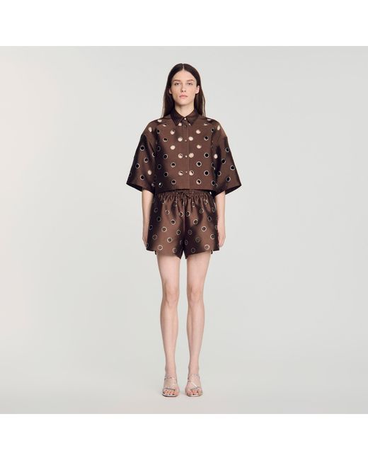 Sandro Red Rhinestone Shirt