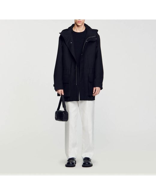 Sandro Blue Technical Fabric Parka for men