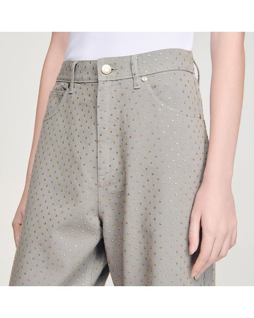 Sandro Gray Rhinestone-Embellished Jeans