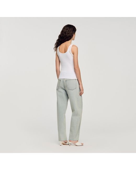 Sandro Gray Vest Top With Lace Detail
