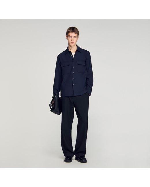 Sandro Blue Patch Pocket Shirt for men