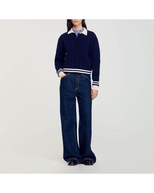 Sandro Blue Cable Knit Jumper