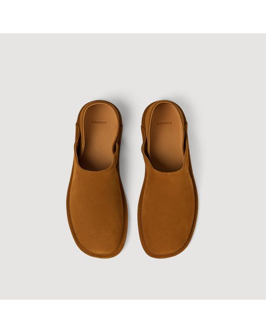 Sandro Brown Split Leather Slippers for men