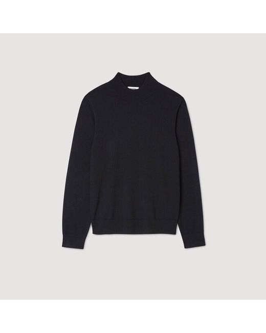 Sandro Blue Wool Jumper With High Neck for men