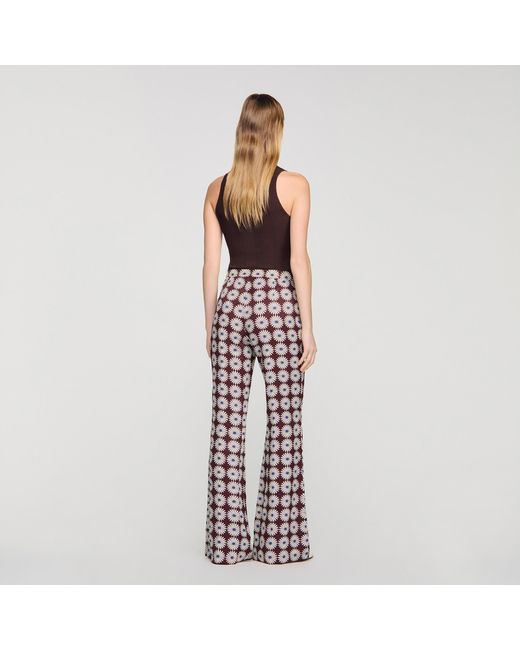 Sandro Red Floral-Print Floaty Trousers