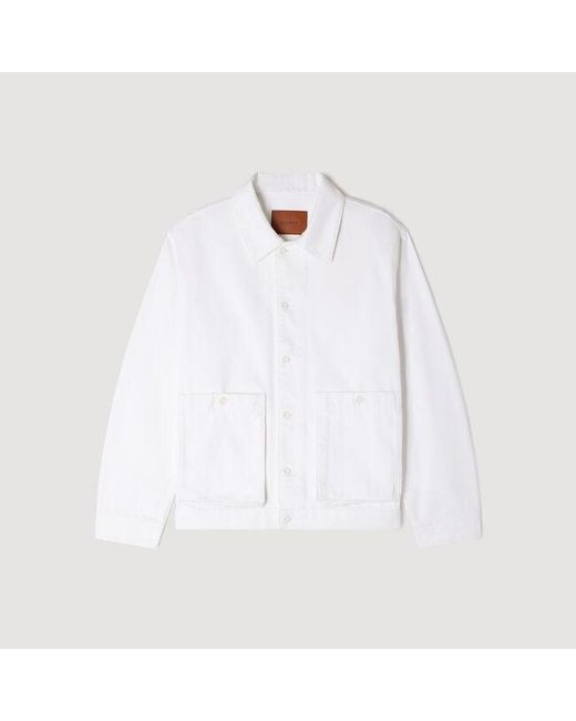 Sandro White Denim Worker Jacket for men