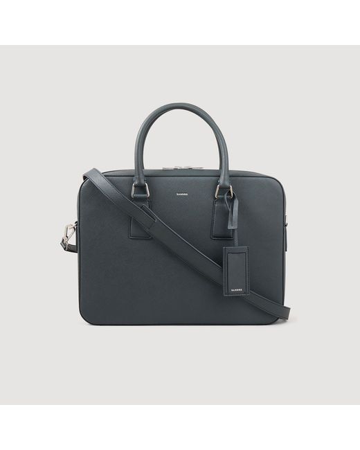 Sandro Black Reconstituted Leather Briefcase for men
