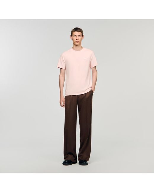 Sandro Pink T-Shirt With Heart Patch for men
