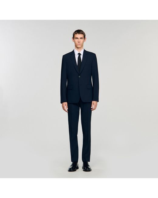 Sandro Blue Wool Suit Jacket for men