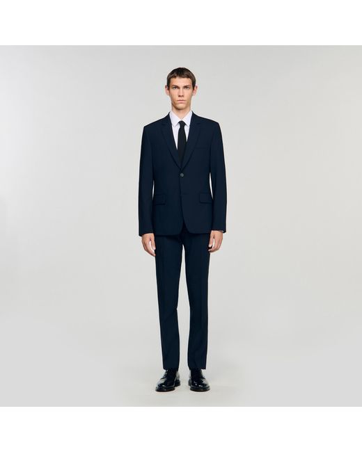 Sandro Blue Wool Suit Jacket for men