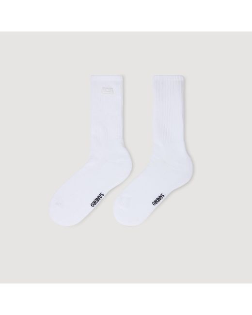 Sandro White Embroidered Socks for men