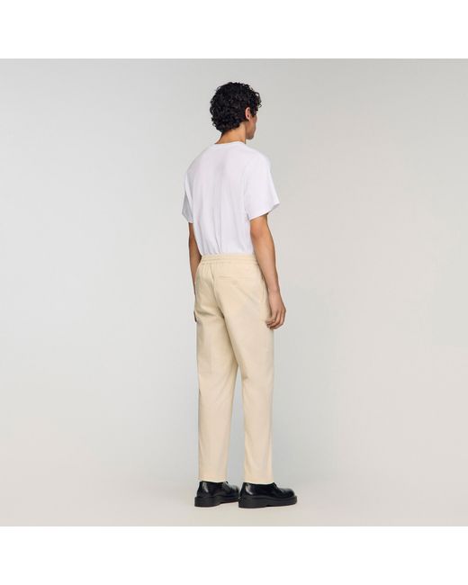 Sandro Natural Elasticated Straight-Leg Trousers for men