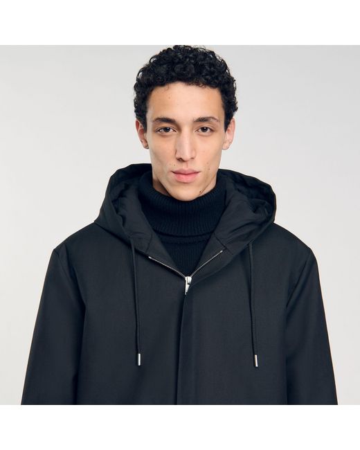 Sandro Blue Hooded Parka With Zip for men