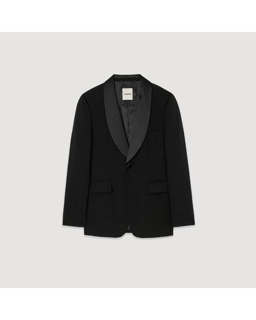 Sandro Blue Wool Jacket With Shawl Collar for men