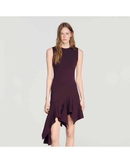 Sandro Red Asymmetric Knit Dress