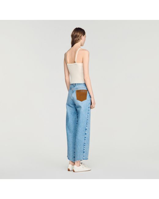 Sandro Blue Short Ribbed Knit Top