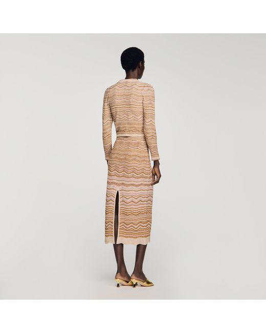 Sandro Natural Decorative Knit Cardigan
