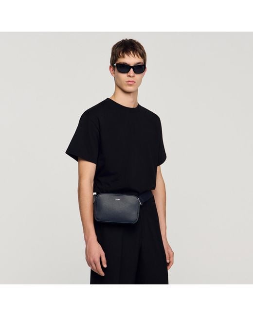 Sandro Blue Small Grained Leather Bag for men