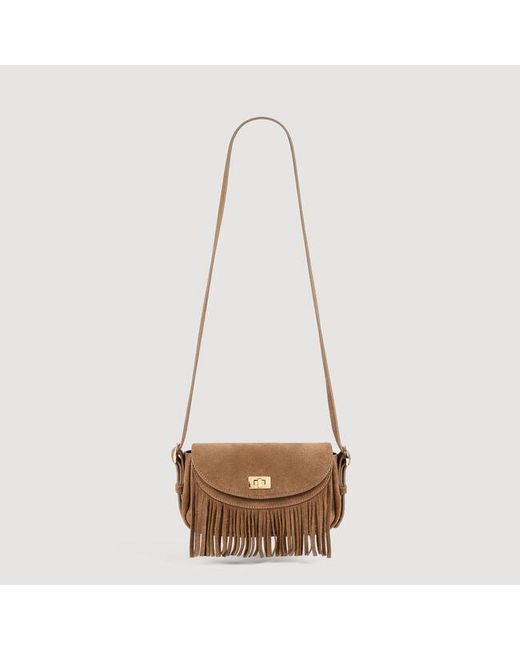 Sandro Natural Mini Mambo Suede Bag