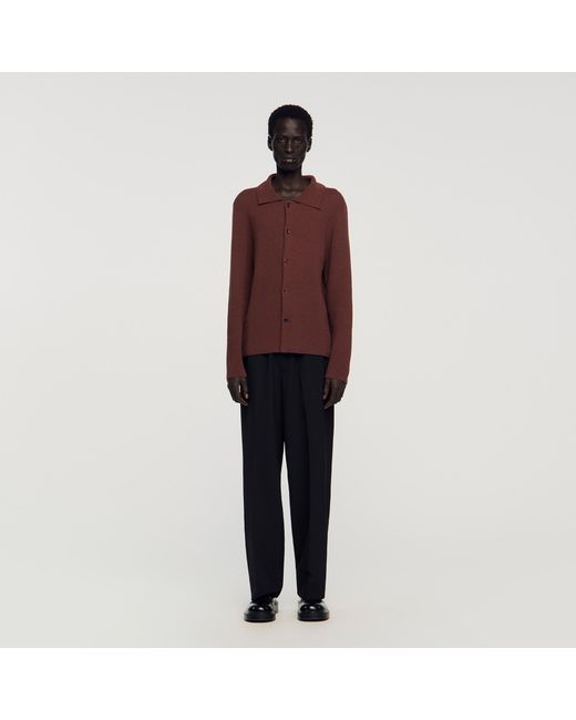 Sandro Red Waffle-Knit Shirt for men