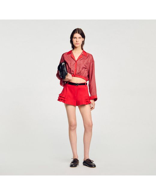Sandro Red Scarf Print Shirt