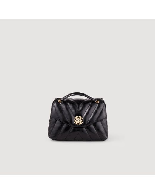 Sandro Black Mila Quilted Leather Bag