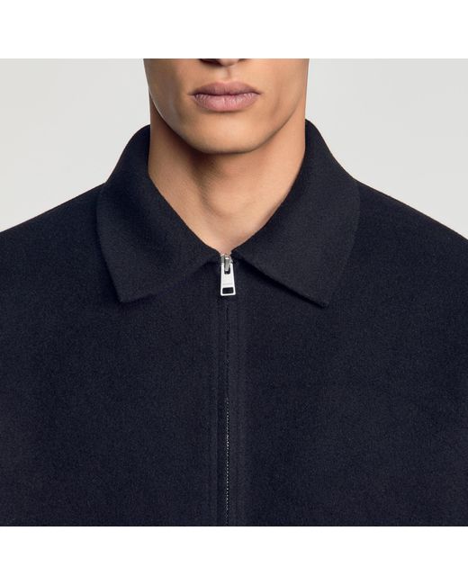 Sandro Blue Wool Zip-Up Jacket for men