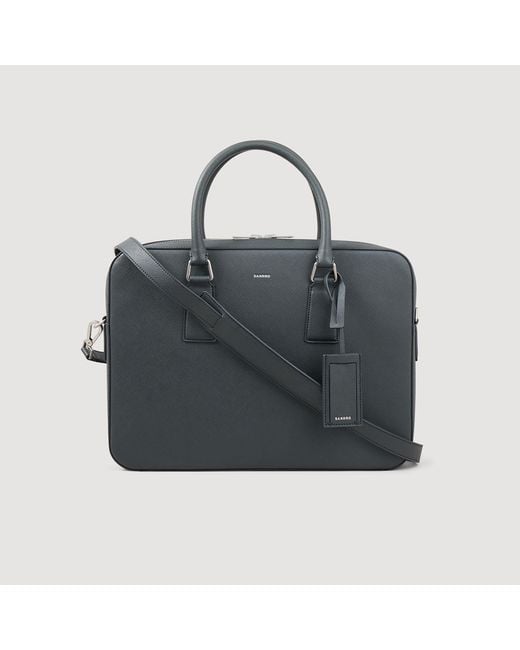 Sandro Black Reconstituted Leather Briefcase for men