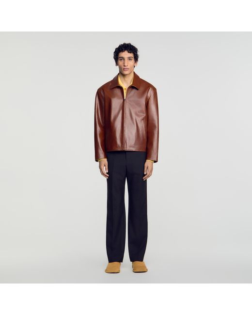 Sandro Blue Leather Jacket for men