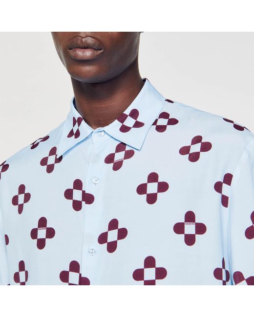 Sandro Blue Cross Flower Short-Sleeved Shirt for men